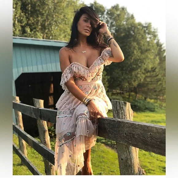 Needle and Thread pink Whimsical Tiered midi Dress - Picture 5 of 10